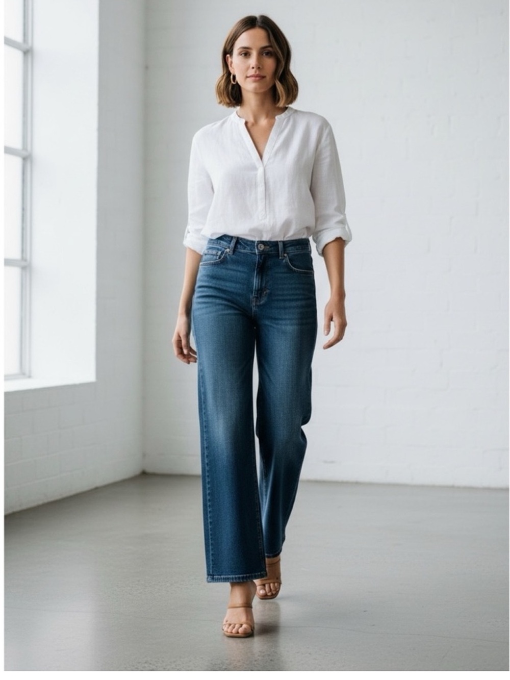Zenana Outfitters Dark Wash High-Rise Wide-Leg Jeans